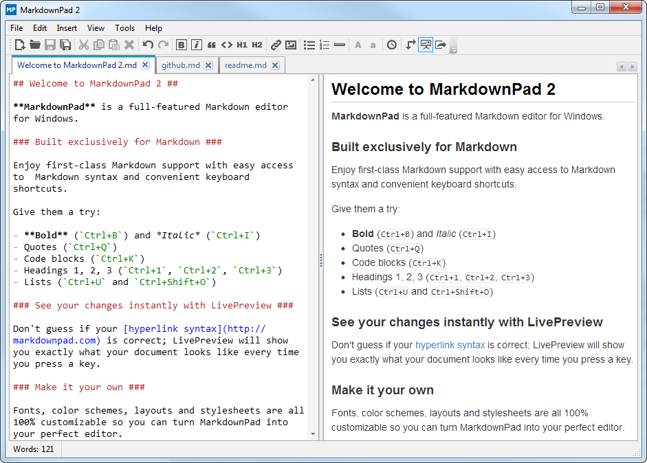 Screenshot from MarkdownPad