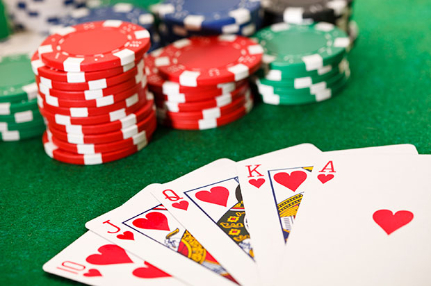 Photo or playing cards and poker chips