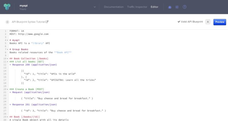 API blueprint API editor screenshot