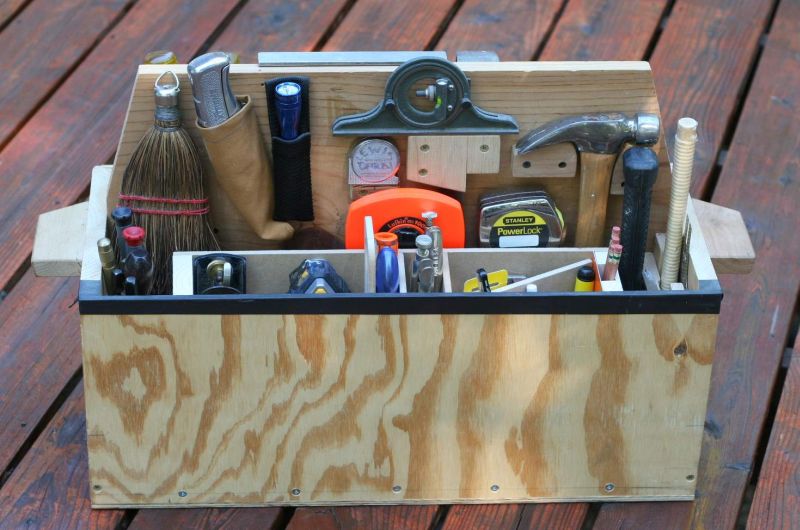 Stock Photo of a wooden toolbox full of tools