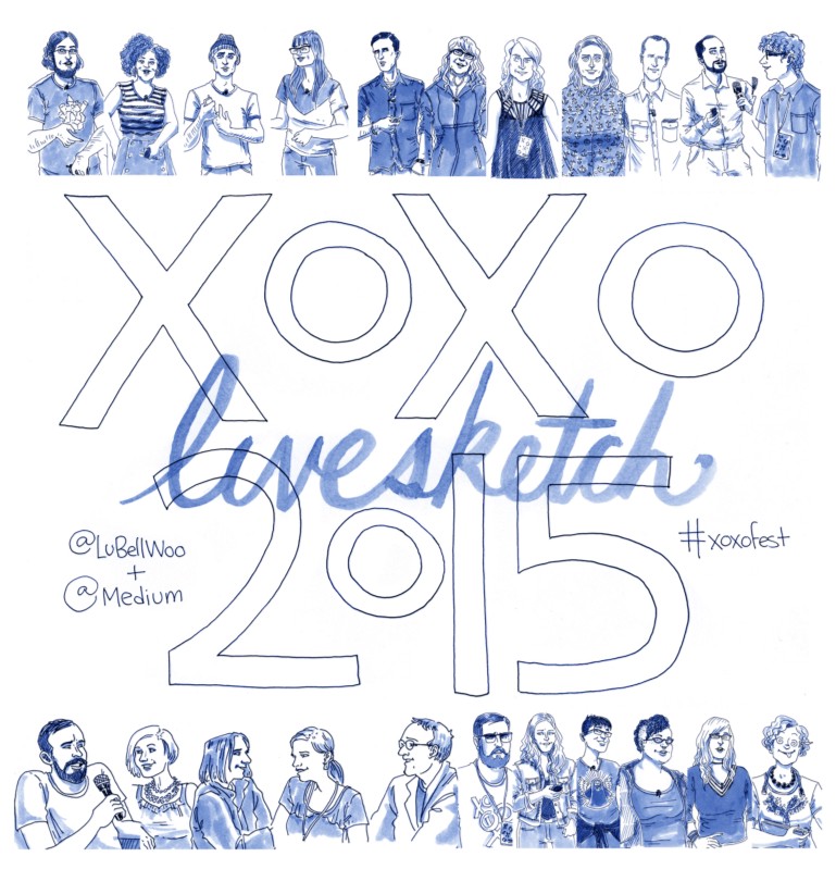 Image from medium post about Lucy Bellwood livesketches from XOXO conference