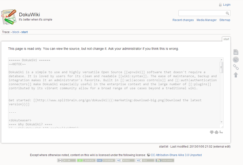 DokuWiki screenshot