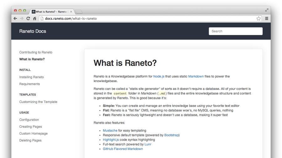 Raneto screenshot