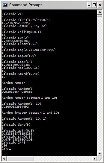 Command Line Calculator screenshot