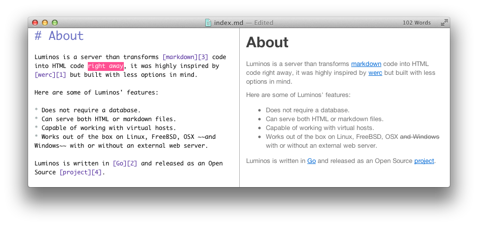 Markdown editor screenshot