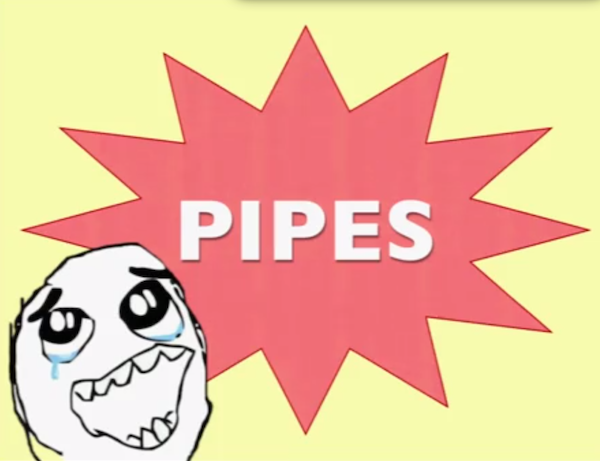 Screenshot of presentation slide about pipes