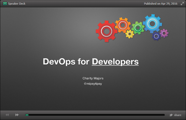 First slide from DevOps for Developers slide deck