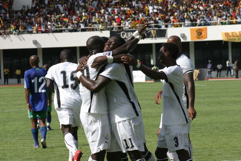 Photo of members of Ghana national football team celebrating from wikipedia